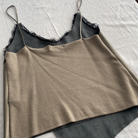 Zara leather and lace asymmetrical tank top. Spaghetti straps. Size Small - Picture 4 of 7